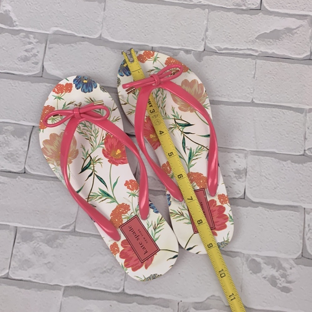 Kate Spade flip Flop Bow Floral Sandals Size 5-6 Pink white - Picture 10 of 11